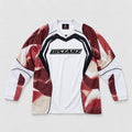 Front view of the white, black, and burgundy Circuit Motocross Jersey